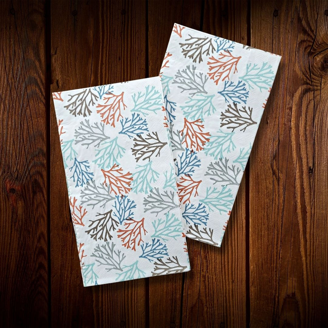 Náutico. Servilleta de papel rectangular diseño algas. 12 Unidades.