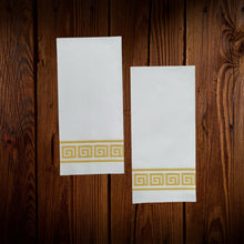Cargar imagen en el visor de la galería, Servilleta Blanca Rectangular con diseño dorado. 10 Unid.
