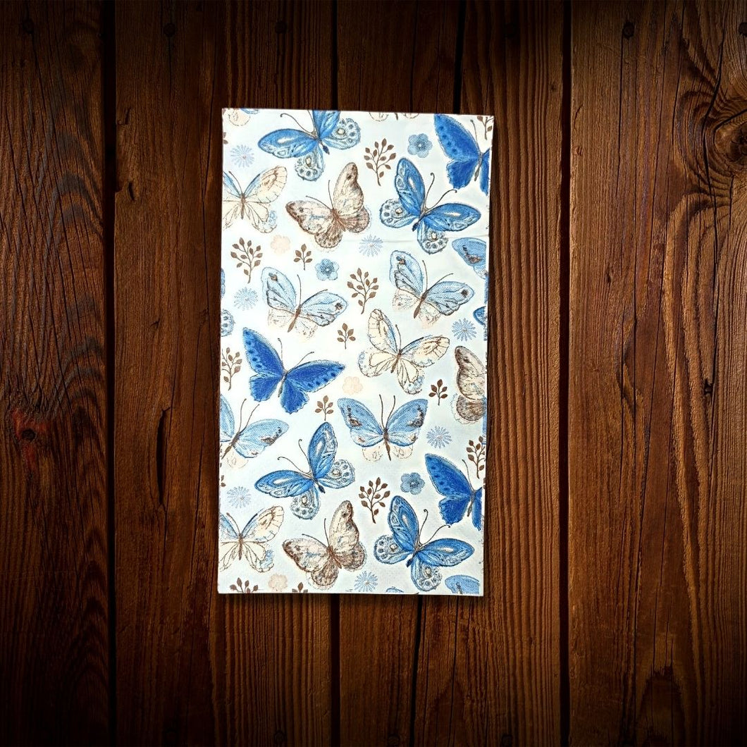 Servilleta grande. Mariposas azules. 12 Unidades