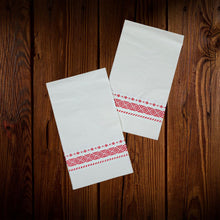 Cargar imagen en el visor de la galería, Servilleta Blanca Rectangular con diseño rojo. 10 Unid.
