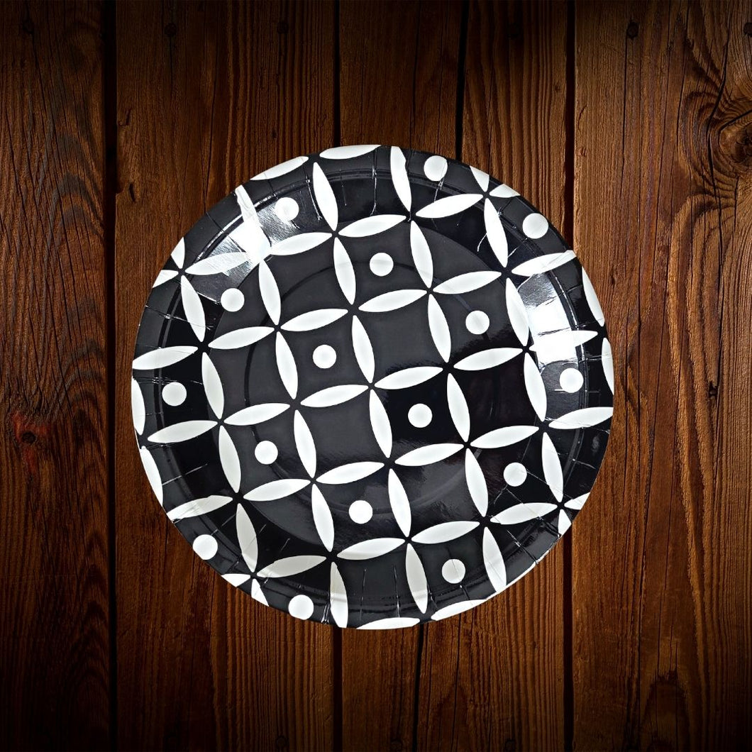 Geometrico Blanco-Negro. Plato principal. 8 Unidades