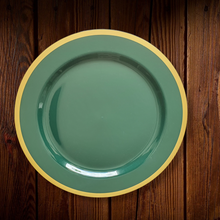 Cargar imagen en el visor de la galería, Verde con borde dorado. Plato Principal. 4 Unidades. ULTIMO SET
