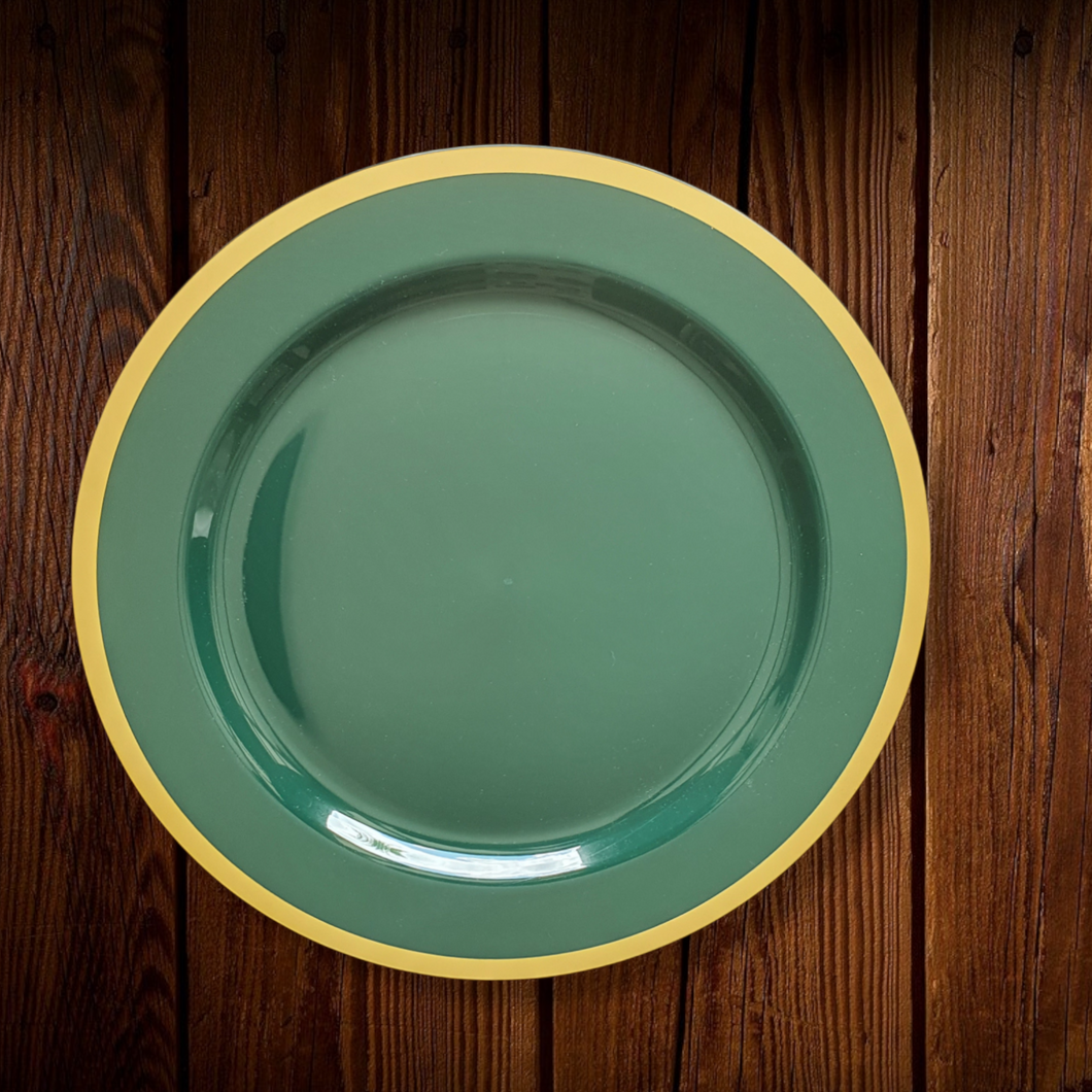 Verde con borde dorado. Plato Principal. 4 Unidades. ULTIMO SET