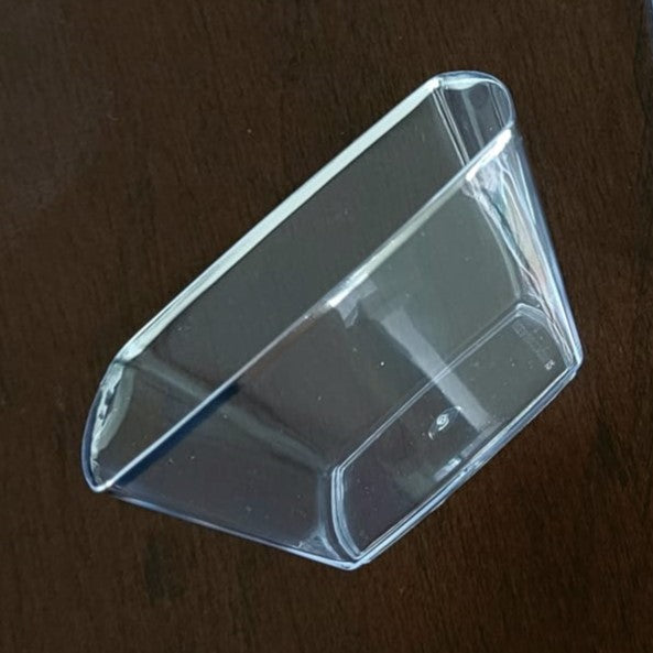 Miniplato transparente borde plateado. Unidad.